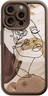 Casimoda iPhone 15 Pro Max bruine case - Abstract gezicht bruin Bruin/beige