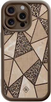 Casimoda iPhone 15 Pro Max bruine case - Leopard abstract Bruin/beige