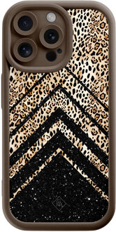 Casimoda iPhone 15 Pro Max bruine case - Luipaard chevron Bruin/beige