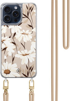 Casimoda iPhone 15 Pro Max hoesje met beige koord - In bloom Bruin/beige