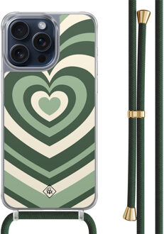 Casimoda iPhone 15 Pro Max hoesje met groen koord - Hart swirl groen Multi