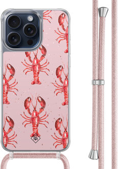 Casimoda iPhone 15 Pro Max hoesje met rosegoud koord - Lobster Roze