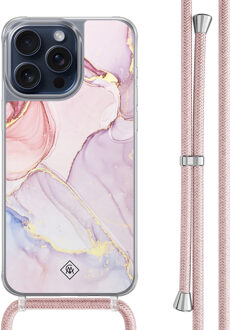 Casimoda iPhone 15 Pro Max hoesje met rosegoud koord - Purple sky Paars