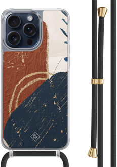 Casimoda iPhone 15 Pro Max hoesje met zwart koord - Abstract terracotta Blauw