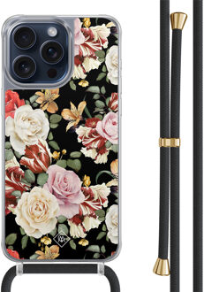 Casimoda iPhone 15 Pro Max hoesje met zwart koord - Flowerpower Multi