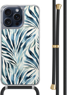 Casimoda iPhone 15 Pro Max hoesje met zwart koord - Japandi waves Blauw