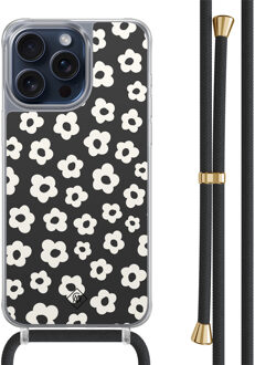Casimoda iPhone 15 Pro Max hoesje met zwart koord - Retro bloempjes