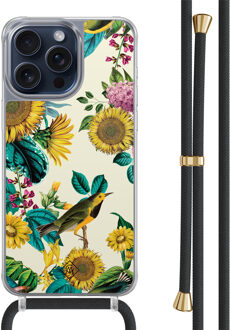 Casimoda iPhone 15 Pro Max hoesje met zwart koord - Sunflowers Geel