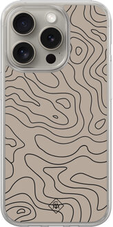 Casimoda iPhone 15 Pro Max hybride hoesje - Abstract lines Bruin/beige