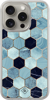 Casimoda iPhone 15 Pro Max hybride hoesje - Blue cubes Blauw