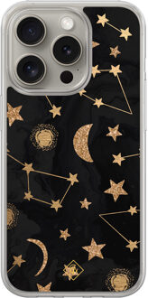 Casimoda iPhone 15 Pro Max hybride hoesje - Counting the stars Zwart, Goudkleurig