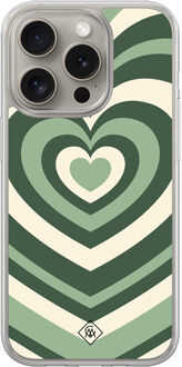 Casimoda iPhone 15 Pro Max hybride hoesje - Groen hart swirl