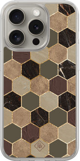 Casimoda iPhone 15 Pro Max hybride hoesje - Kubus groen bruin Bruin/beige