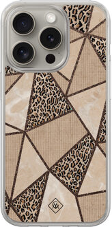 Casimoda iPhone 15 Pro Max hybride hoesje - Leopard abstract Bruin/beige