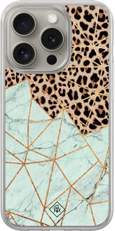 Casimoda iPhone 15 Pro Max hybride hoesje - Luipaard marmer mint