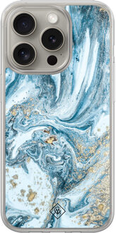 Casimoda iPhone 15 Pro Max hybride hoesje - Marble sea Blauw