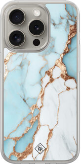 Casimoda iPhone 15 Pro Max hybride hoesje - Marmer lichtblauw