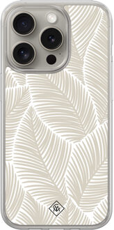 Casimoda iPhone 15 Pro Max hybride hoesje - Palmy leaves beige Bruin/beige