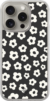 Casimoda iPhone 15 Pro Max hybride hoesje - Retro bloempjes Zwart