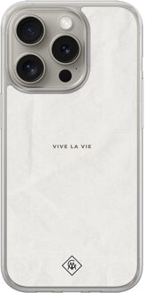 Casimoda iPhone 15 Pro Max hybride hoesje - Vive la vie Grijs/zilverkleurig