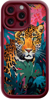 Casimoda iPhone 15 Pro Max rode case - Luipaard jungle Rood