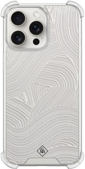 Casimoda iPhone 15 Pro Max shockproof hoesje - Abstract beige waves Bruin/beige