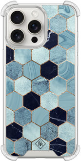 Casimoda iPhone 15 Pro Max shockproof hoesje - Blue cubes Blauw