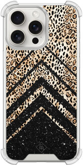 Casimoda iPhone 15 Pro Max shockproof hoesje - Chevron luipaard Bruin/beige