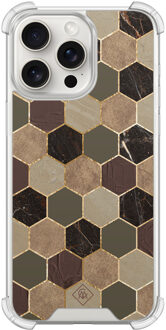 Casimoda iPhone 15 Pro Max shockproof hoesje - Kubus groen bruin Bruin/beige