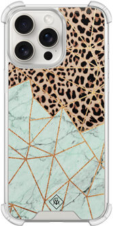 Casimoda iPhone 15 Pro Max shockproof hoesje - Luipaard marmer mint