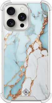 Casimoda iPhone 15 Pro Max shockproof hoesje - Marmer lichtblauw