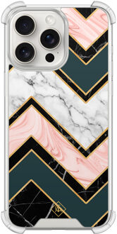 Casimoda iPhone 15 Pro Max shockproof hoesje - Marmer triangles Multi