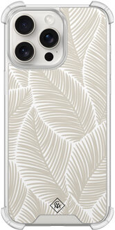 Casimoda iPhone 15 Pro Max shockproof hoesje - Palmy leaves beige Bruin/beige