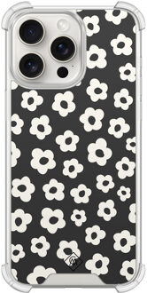 Casimoda iPhone 15 Pro Max shockproof hoesje - Retro bloempjes Zwart