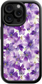Casimoda iPhone 15 Pro Max zwarte case - Floral violet Paars