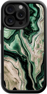 Casimoda iPhone 15 Pro Max zwarte case - Green waves Groen