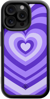 Casimoda iPhone 15 Pro Max zwarte case - Hart swirl paars