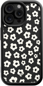 Casimoda iPhone 15 Pro Max zwarte case - Retro bloempjes