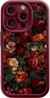 Casimoda iPhone 15 Pro rode case - Floral garden Rood