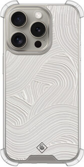 Casimoda iPhone 15 Pro shockproof hoesje - Abstract beige waves Geel