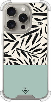 Casimoda iPhone 15 Pro shockproof hoesje - Abstract mint palms