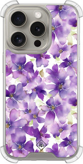Casimoda iPhone 15 Pro shockproof hoesje - Floral violet Paars