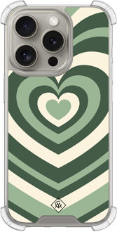 Casimoda iPhone 15 Pro shockproof hoesje - Groen hart swirl