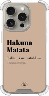 Casimoda iPhone 15 Pro shockproof hoesje - Hakuna matata Bruin/beige