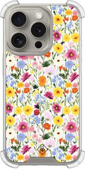 Casimoda iPhone 15 Pro shockproof hoesje - Happy flora Zwart