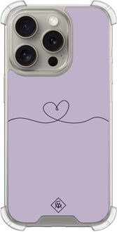 Casimoda iPhone 15 Pro shockproof hoesje - Hart lila Wit