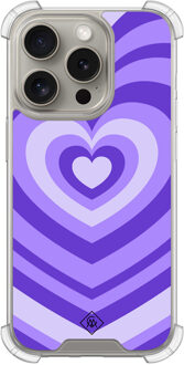 Casimoda iPhone 15 Pro shockproof hoesje - Hart swirl paars