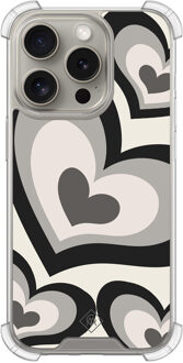Casimoda iPhone 15 Pro shockproof hoesje - Hart swirl zwart