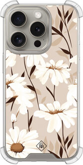Casimoda iPhone 15 Pro shockproof hoesje - In bloom Bruin/beige