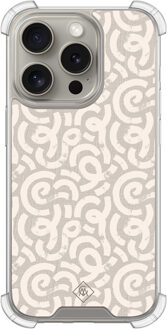 Casimoda iPhone 15 Pro shockproof hoesje - Ivory abstraction Bruin/beige